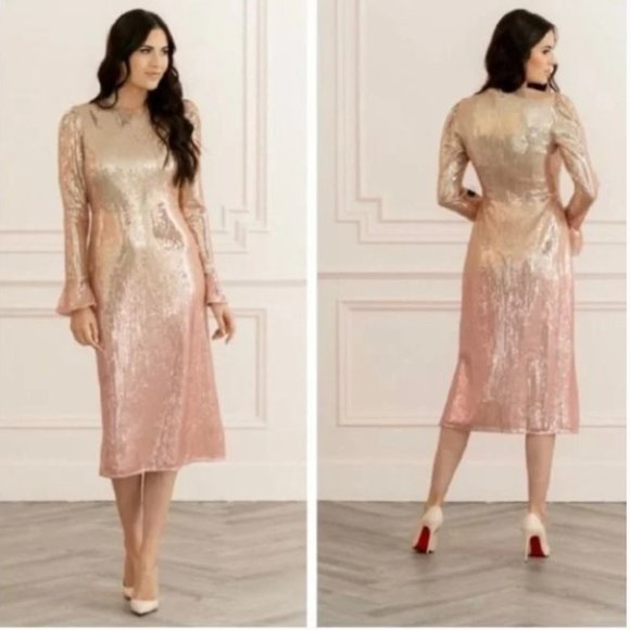 Rachel Parcell Pink Bride Ombre Sequin Dress M - NEW - Picture 1 of 9